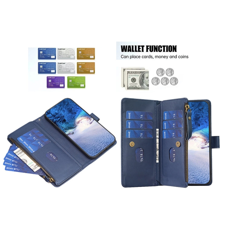 For Xiaomi 13 Pro 9 Card Slots Zipper Wallet Leather Flip Phone Case(Blue) - 13 Pro Cases by buy2fix | Online Shopping UK | buy2fix