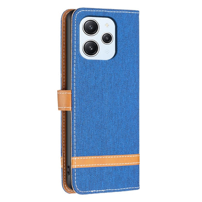 For Xiaomi Redmi 12 4G Color Block Denim Texture Leather Phone Case(Royal Blue) - Xiaomi Cases by buy2fix | Online Shopping UK | buy2fix