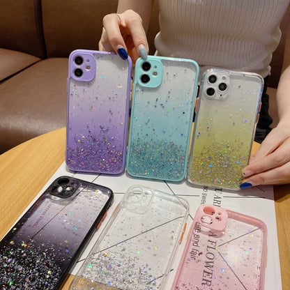 For iPhone 14 Pro Max Starry Gradient Glitter Powder TPU Phone Case(Purple) - iPhone 14 Pro Max Cases by buy2fix | Online Shopping UK | buy2fix