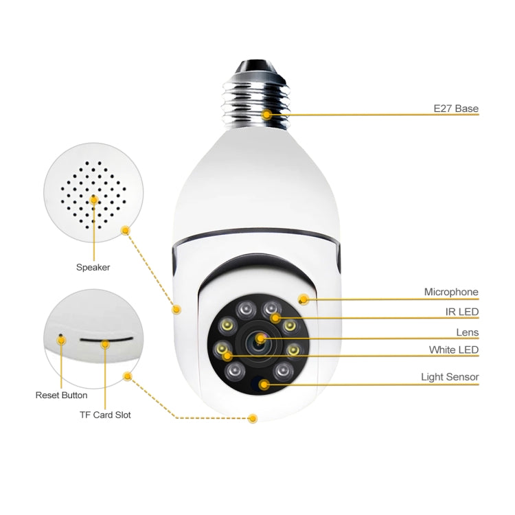 ESCAM PR001 E27 4MP Motion Tracking Smart WiFi Night Vision Dome Camera Supports Alexa Google(White) - Light Bulb Camera by ESCAM | Online Shopping UK | buy2fix