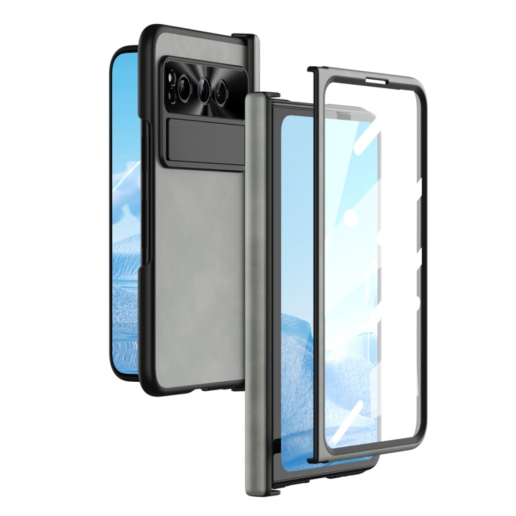 For Google Pixel Fold Integrated Napa Texture All-inclusive Phone Case with Hinge(White) - Google Cases by buy2fix | Online Shopping UK | buy2fix