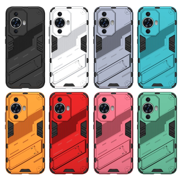 For Huawei nova 11 4G Punk Armor 2 in 1 PC + TPU Phone Case with Holder(Grey) - Huawei Cases by buy2fix | Online Shopping UK | buy2fix