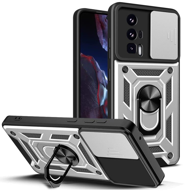 For Xiaomi Poco F5 Pro Sliding Camera Cover Design TPU Hybrid PC Phone Case(Silver) - Xiaomi Cases by buy2fix | Online Shopping UK | buy2fix