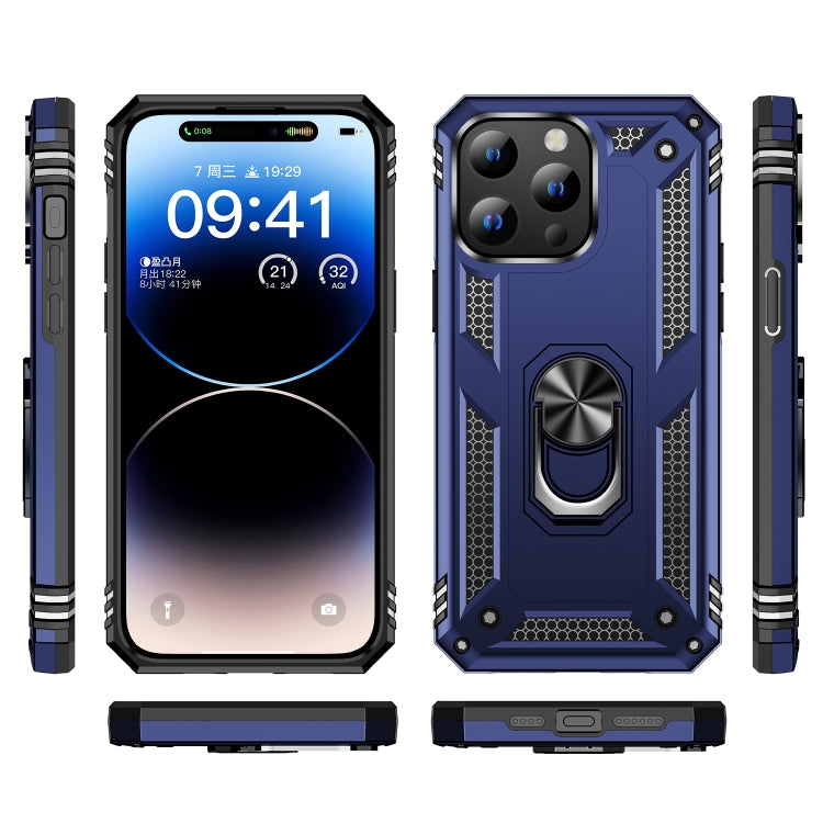 For iPhone 15 Shockproof TPU + PC Phone Case with Holder(Blue) - iPhone 15 Cases by buy2fix | Online Shopping UK | buy2fix