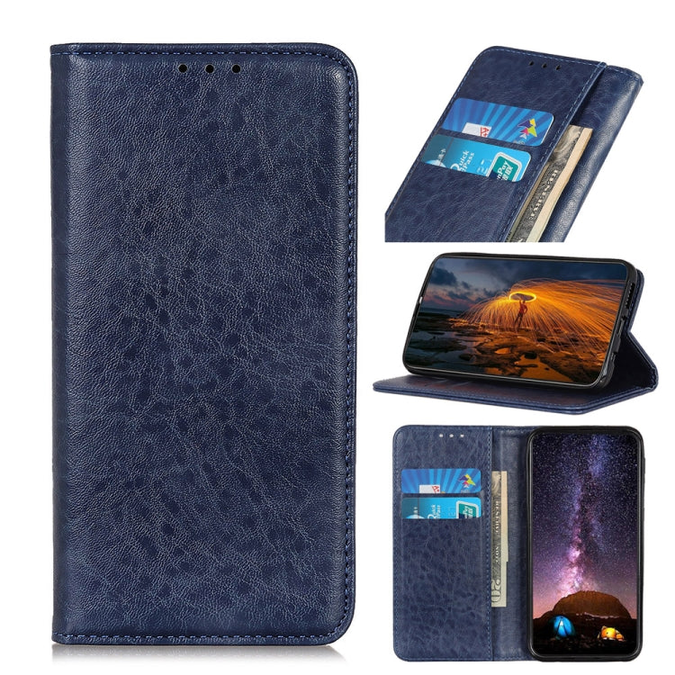 For iPhone 15 Pro Magnetic Crazy Horse Texture Horizontal Flip Leather Phone Case(Blue) - iPhone 15 Pro Cases by buy2fix | Online Shopping UK | buy2fix