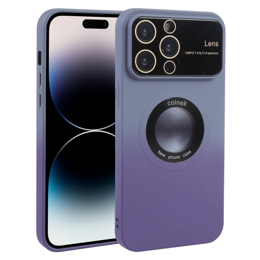 For iPhone 14 Pro Gradient Silicone Shockproof Magsafe Phone Case with Lens Film(Grey Purple) - iPhone 14 Pro Cases by buy2fix | Online Shopping UK | buy2fix