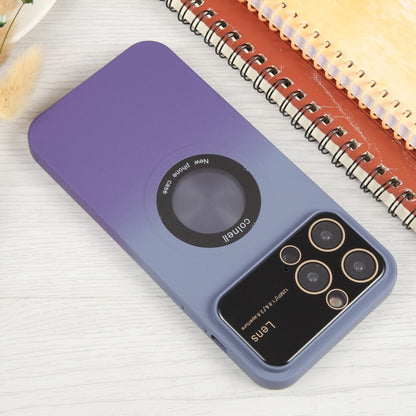 For iPhone 12 Pro Max Gradient Silicone Shockproof Magsafe Phone Case with Lens Film(Grey Purple) - iPhone 12 Pro Max Cases by buy2fix | Online Shopping UK | buy2fix