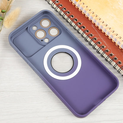 For iPhone 12 Pro Max Gradient Silicone Shockproof Magsafe Phone Case with Lens Film(Grey Purple) - iPhone 12 Pro Max Cases by buy2fix | Online Shopping UK | buy2fix
