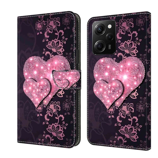 For Xiaomi Redmi Note 12 Pro Global Crystal 3D Shockproof Protective Leather Phone Case(Lace Love) - Xiaomi Cases by buy2fix | Online Shopping UK | buy2fix