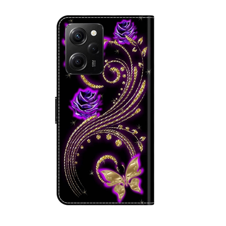 For Xiaomi Redmi Note 12 Pro Global Crystal 3D Shockproof Protective Leather Phone Case(Purple Flower Butterfly) - Xiaomi Cases by buy2fix | Online Shopping UK | buy2fix