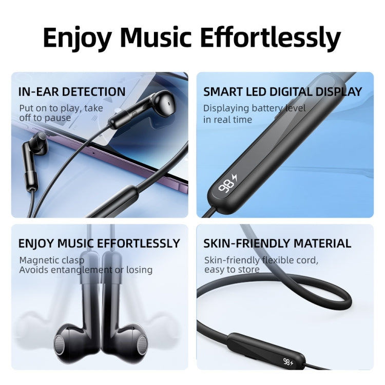JOYROOM JR-DS1 Magnetic True Wireless Neckband Earphone(Black) - Neck-mounted Earphone by JOYROOM | Online Shopping UK | buy2fix