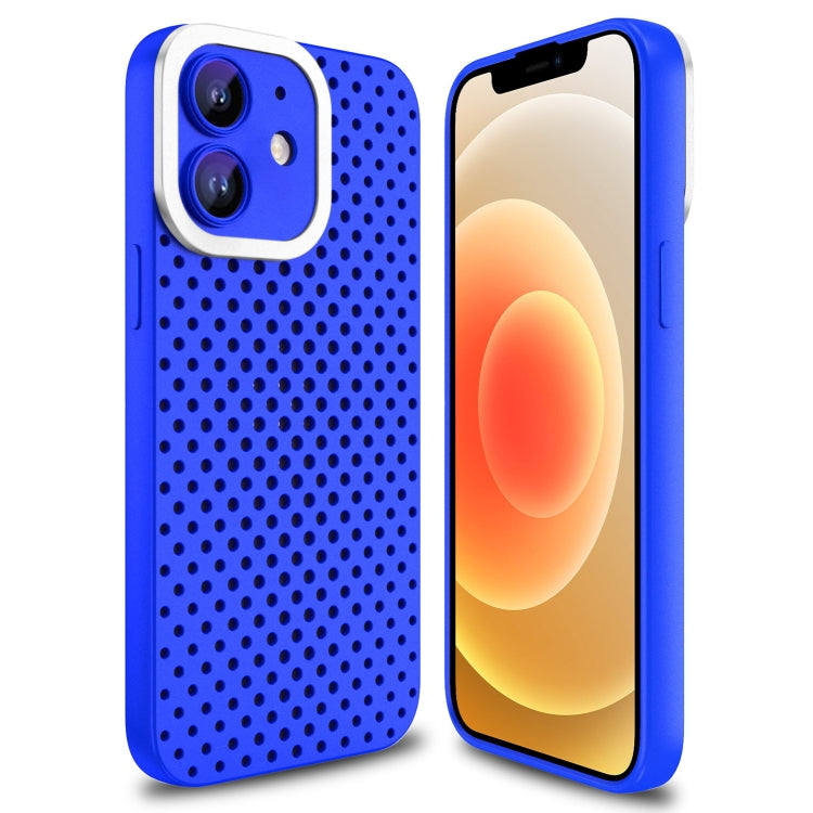 For iPhone 12 Hollow Heat Dissipation TPU Phone Case(Blue) - iPhone 12 / 12 Pro Cases by buy2fix | Online Shopping UK | buy2fix