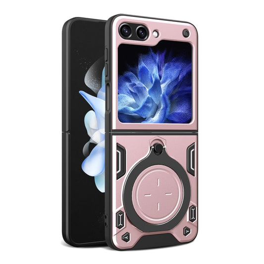 For Samsung Galaxy Z Flip5 CD Texture Magnetic Holder Phone Case(Pink) - Galaxy Z Flip5 Cases by buy2fix | Online Shopping UK | buy2fix