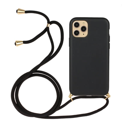 For iPhone 15 Pro Max Wheat Straw Material + TPU Phone Case with Lanyard(Black) - iPhone 15 Pro Max Cases by buy2fix | Online Shopping UK | buy2fix