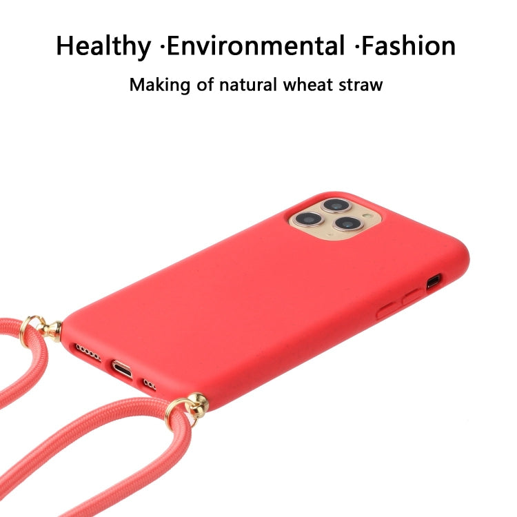 For iPhone 15 Pro Wheat Straw Material + TPU Phone Case with Lanyard(Red) - iPhone 15 Pro Cases by buy2fix | Online Shopping UK | buy2fix