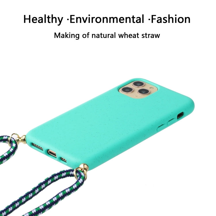 For iPhone 15 Pro Wheat Straw Material + TPU Phone Case with Lanyard(Green) - iPhone 15 Pro Cases by buy2fix | Online Shopping UK | buy2fix
