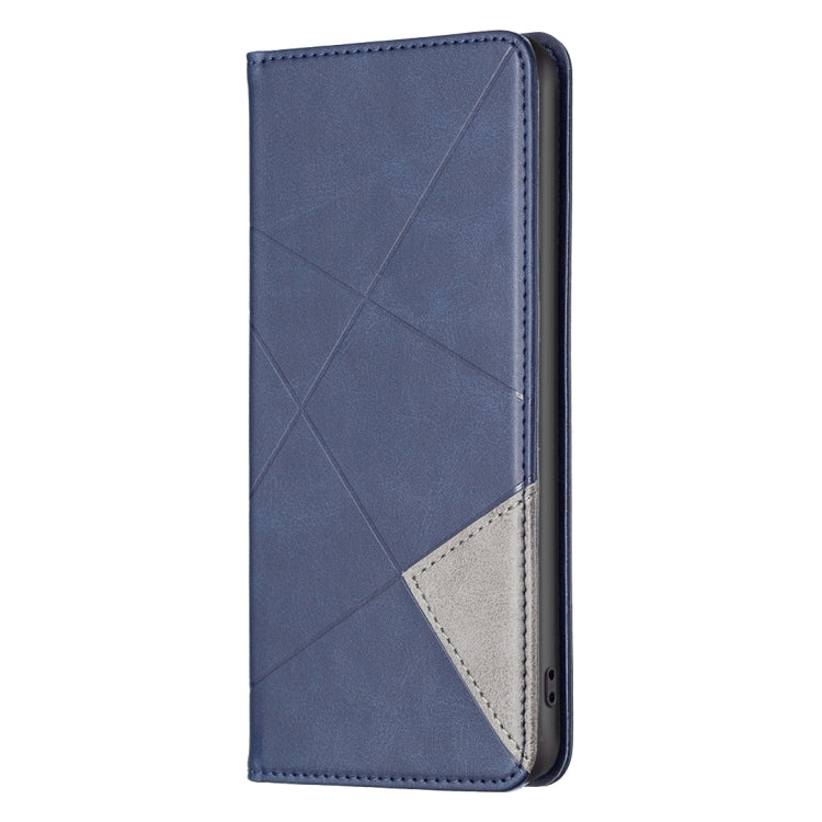 For iPhone 15 Rhombus Texture Magnetic Leather Phone Case(Blue) - iPhone 15 Cases by buy2fix | Online Shopping UK | buy2fix