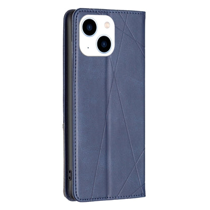 For iPhone 15 Rhombus Texture Magnetic Leather Phone Case(Blue) - iPhone 15 Cases by buy2fix | Online Shopping UK | buy2fix