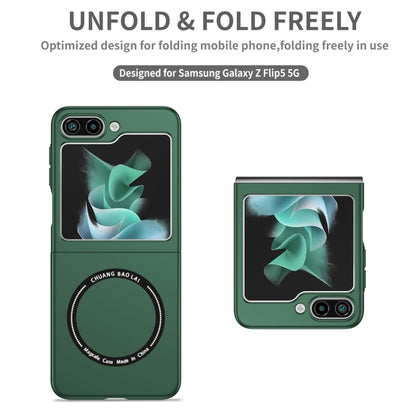 For Samsung Galaxy Z Flip5 5G Magsafe Magnetic Folding PC Phone Case(Green) - Galaxy Z Flip5 Cases by buy2fix | Online Shopping UK | buy2fix