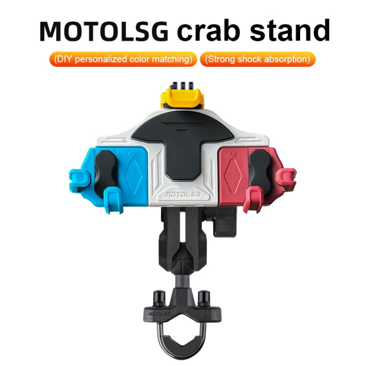 MOTOSLG Crab Motorcycle Phone Clamp Bracket L-Type Rear Mirror Mount(Blue White Red) - Holder by MOTOLSG | Online Shopping UK | buy2fix