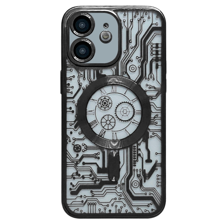 For iPhone 11 Electroplated Circuit Board Pattern MagSafe Phone Case(Black) - iPhone 11 Cases by buy2fix | Online Shopping UK | buy2fix