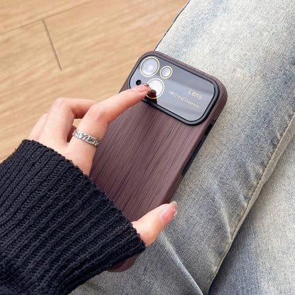 For iPhone 11 Pro Max Wood Grain TPU Phone Case with Lens Film(Red) - iPhone 11 Pro Max Cases by buy2fix | Online Shopping UK | buy2fix