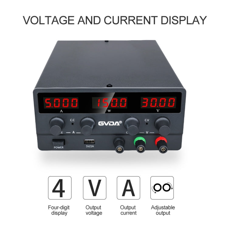 GVDA SPS-H305 30V-5A Adjustable Voltage Regulator, EU Plug(Black) - Others by GVDA | Online Shopping UK | buy2fix