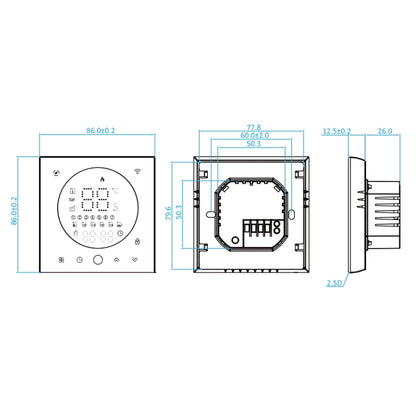 BHT-008GBL 95-240V AC 16A Smart Home Electric Heating LED Thermostat Without WiFi(White) - Thermostat & Thermometer by buy2fix | Online Shopping UK | buy2fix