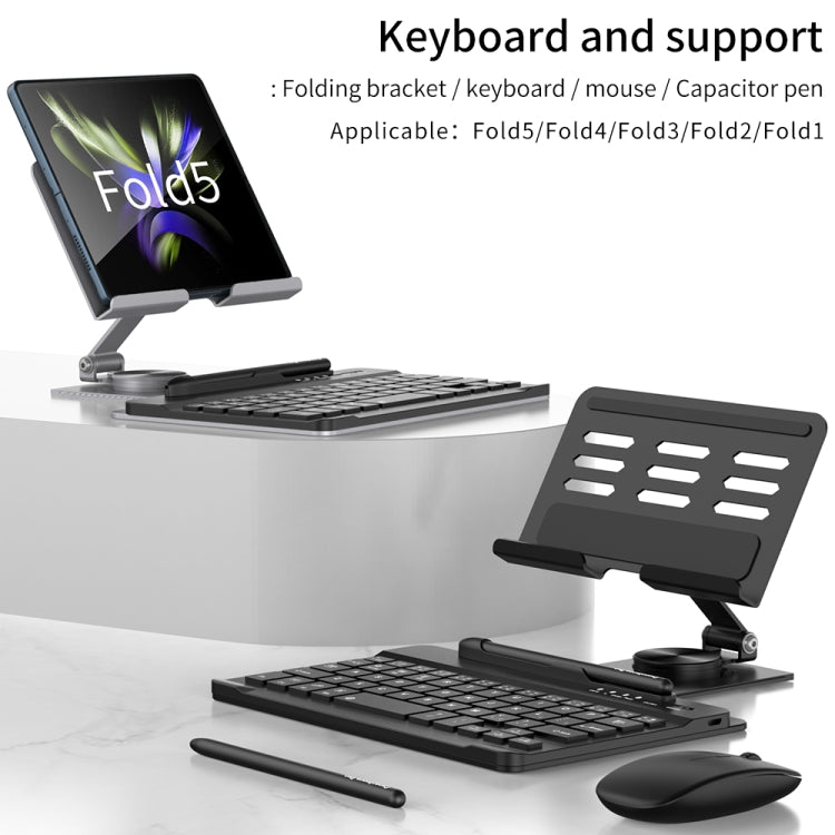 For Samsung Galaxy Z Fold5 GKK Folding Bluetooth Keyboard Holder with Pen + Holder + Keyboard + Mouse(Black) - Samsung Keyboard by GKK | Online Shopping UK | buy2fix