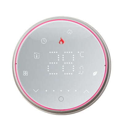 BHT-6001GCL 95-240V AC 5A Smart Round Thermostat Boiler Heating LED Thermostat Without WiFi(White) - Thermostat & Thermometer by buy2fix | Online Shopping UK | buy2fix