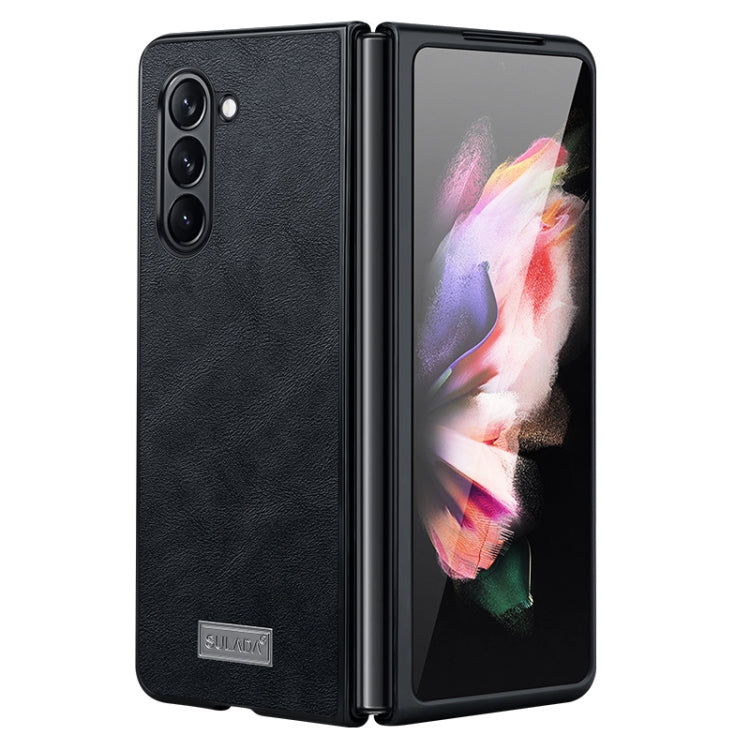 For Samsung Galaxy Z Fold5 SULADA Shockproof TPU + Handmade Leather Phone Case(Black) - Galaxy Z Fold5 Cases by SULADA | Online Shopping UK | buy2fix