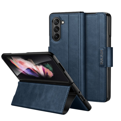 For Samsung Galaxy Z Fold5 SULADA All-inclusive Magnetic Snap Flip Leather Phone Case(Blue) - Galaxy Z Fold5 Cases by SULADA | Online Shopping UK | buy2fix