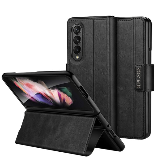For Samsung Galaxy Z Fold2 / W21 SULADA All-inclusive Magnetic Snap Flip Leather Phone Case(Black) - Galaxy Phone Cases by SULADA | Online Shopping UK | buy2fix