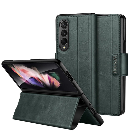 For Samsung Galaxy Z Fold2 / W21 SULADA All-inclusive Magnetic Snap Flip Leather Phone Case(Green) - Galaxy Phone Cases by SULADA | Online Shopping UK | buy2fix