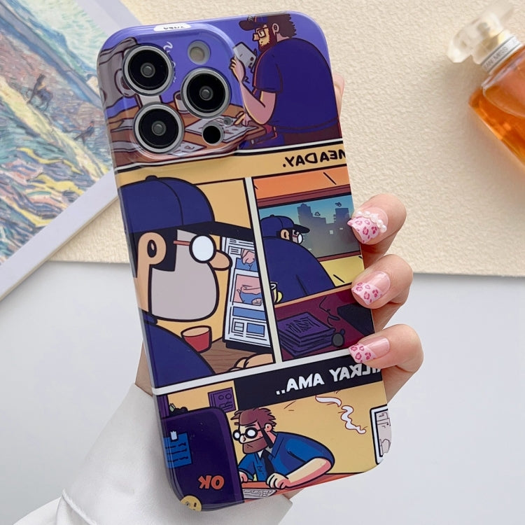 For iPhone 13 Pro Max Painted Pattern Precise Hole PC Phone Case(Working Comics) - iPhone 13 Pro Max Cases by buy2fix | Online Shopping UK | buy2fix