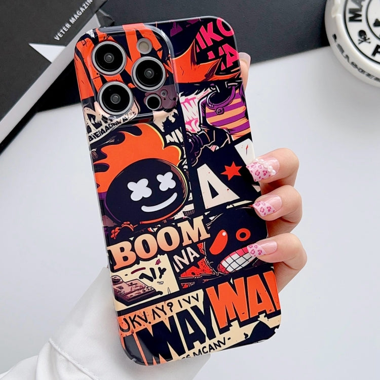 For iPhone 13 Pro Painted Pattern Precise Hole PC Phone Case(Orange Comics) - iPhone 13 Pro Cases by buy2fix | Online Shopping UK | buy2fix