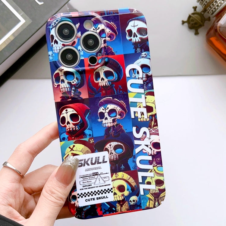 For iPhone 12 Pro Painted Pattern Precise Hole PC Phone Case(Cute Skull) - iPhone 12 / 12 Pro Cases by buy2fix | Online Shopping UK | buy2fix