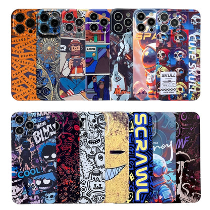 For iPhone 15 Plus Painted Pattern Precise Hole PC Phone Case(Blue SCR) - iPhone 15 Plus Cases by buy2fix | Online Shopping UK | buy2fix