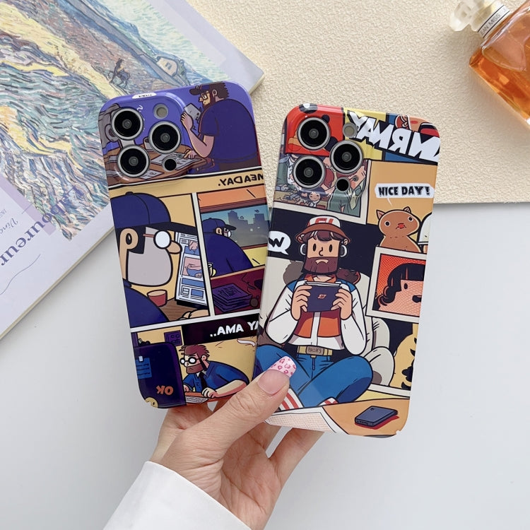 For iPhone 15 Plus Painted Pattern Precise Hole PC Phone Case(Orange Robot) - iPhone 15 Plus Cases by buy2fix | Online Shopping UK | buy2fix