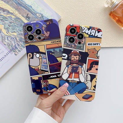 For iPhone 14 Painted Pattern Precise Hole PC Phone Case(Working Uncle) - iPhone 14 Cases by buy2fix | Online Shopping UK | buy2fix