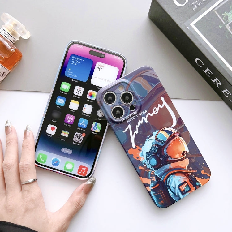 For iPhone 14 Plus Painted Pattern Precise Hole PC Phone Case(Orange Robot) - iPhone 14 Plus Cases by buy2fix | Online Shopping UK | buy2fix