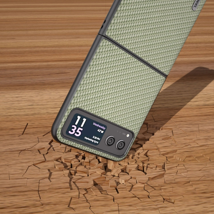 For Motorola Razr 40 ABELL Carbon Fiber Protective Phone Case(Green) - Motorola Cases by buy2fix | Online Shopping UK | buy2fix