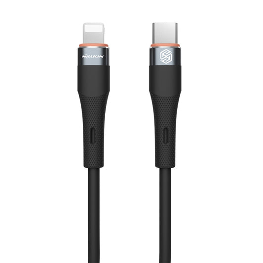 Nillkin 2.4A USB-C/Type-C to 8 Pin Silicone Data Cable, Length: 1.2m(Black) - 2 in 1 Cable by NILLKIN | Online Shopping UK | buy2fix