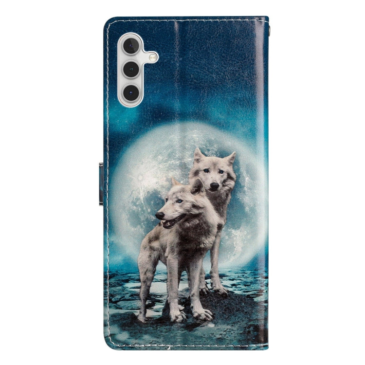 For Samsung Galaxy A25 5G Colored Drawing Leather Phone Case(Twin Wolves) - Galaxy Phone Cases by buy2fix | Online Shopping UK | buy2fix