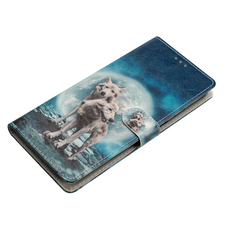 For Samsung Galaxy A25 5G Colored Drawing Leather Phone Case(Twin Wolves) - Galaxy Phone Cases by buy2fix | Online Shopping UK | buy2fix