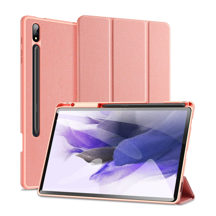 For Samsung Galaxy Tab S9+ DUX DUCIS Domo Series Cloth Texture Magnetic Leather Tablet Case(Pink) - Galaxy Tab S9+ Cases by DUX DUCIS | Online Shopping UK | buy2fix