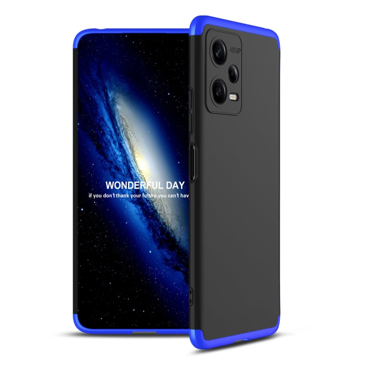 For Xiaomi Redmi Note 12 5G Global GKK Three Stage Splicing Full Coverage PC Phone Case(Black Blue) - Note 12 Cases by GKK | Online Shopping UK | buy2fix