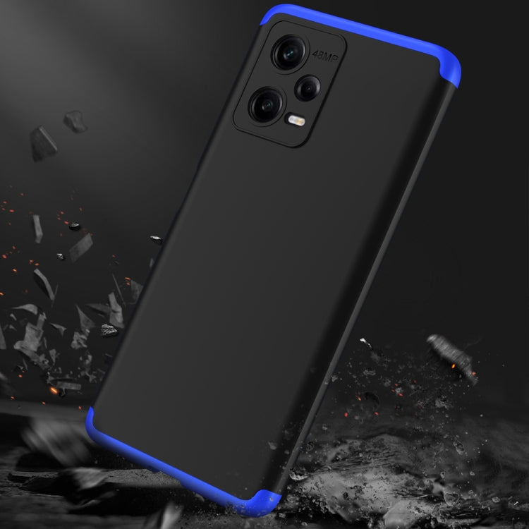For Xiaomi Redmi Note 12 5G Global GKK Three Stage Splicing Full Coverage PC Phone Case(Black Blue) - Note 12 Cases by GKK | Online Shopping UK | buy2fix
