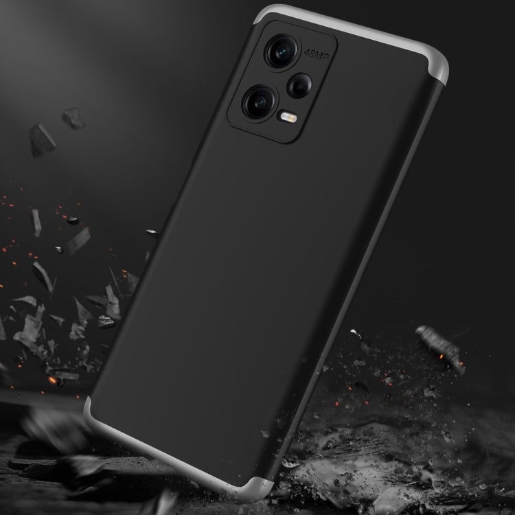 For Xiaomi Redmi Note 12 5G Global GKK Three Stage Splicing Full Coverage PC Phone Case(Black Silver) - Note 12 Cases by GKK | Online Shopping UK | buy2fix