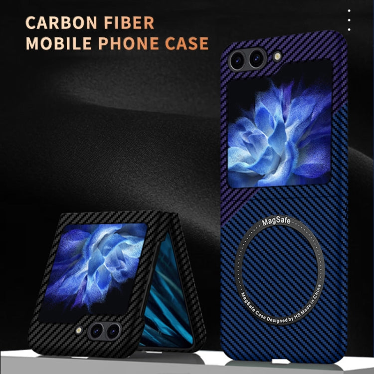 For Samsung Galaxy Z Flip5 Carbon Fiber Texture MagSafe Magnetic Phone Case(Black Blue) - Galaxy Z Flip5 Cases by buy2fix | Online Shopping UK | buy2fix